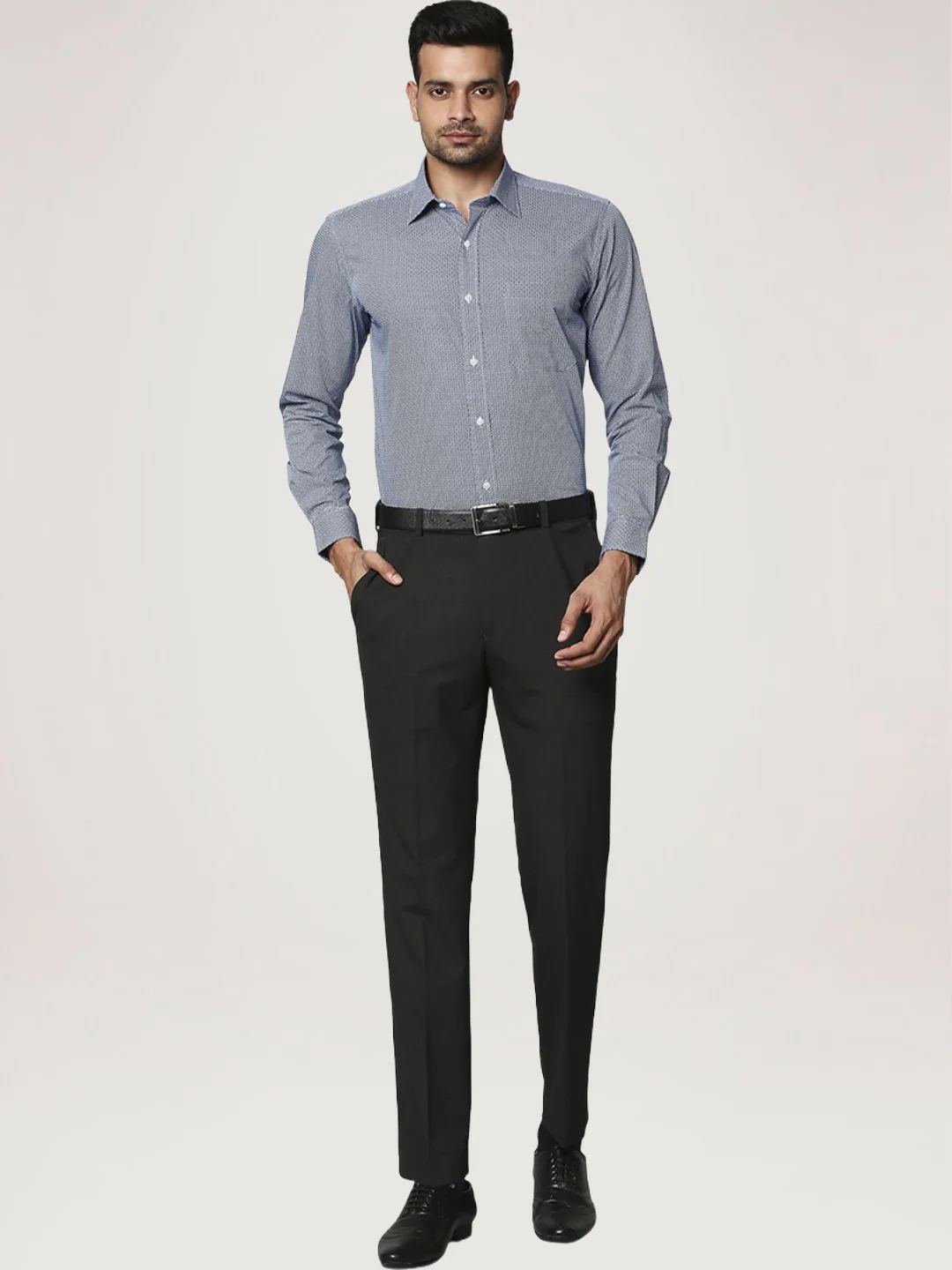 Men Blue Contemporary Fit Print Cotton Full Sleeve Shirts - Image 2