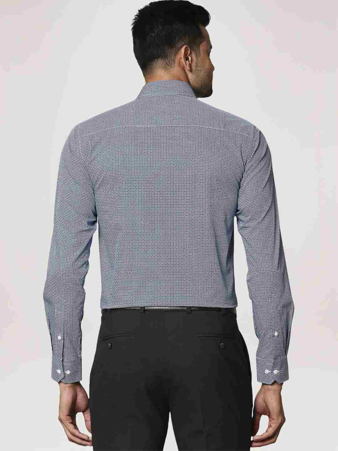 Men Blue Contemporary Fit Print Cotton Full Sleeve Shirts - Image 3