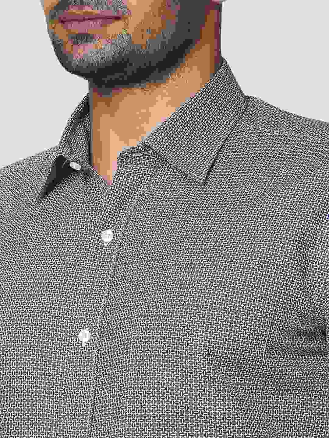 Men Blue Contemporary Fit Print Cotton Full Sleeve Shirts - Image 6