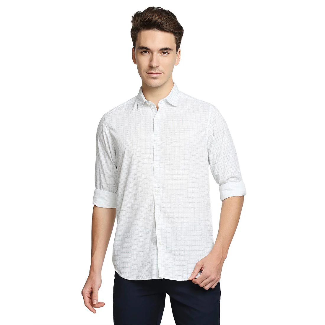 Men Blue Contemporary Fit Print Cotton Full Sleeve Shirts