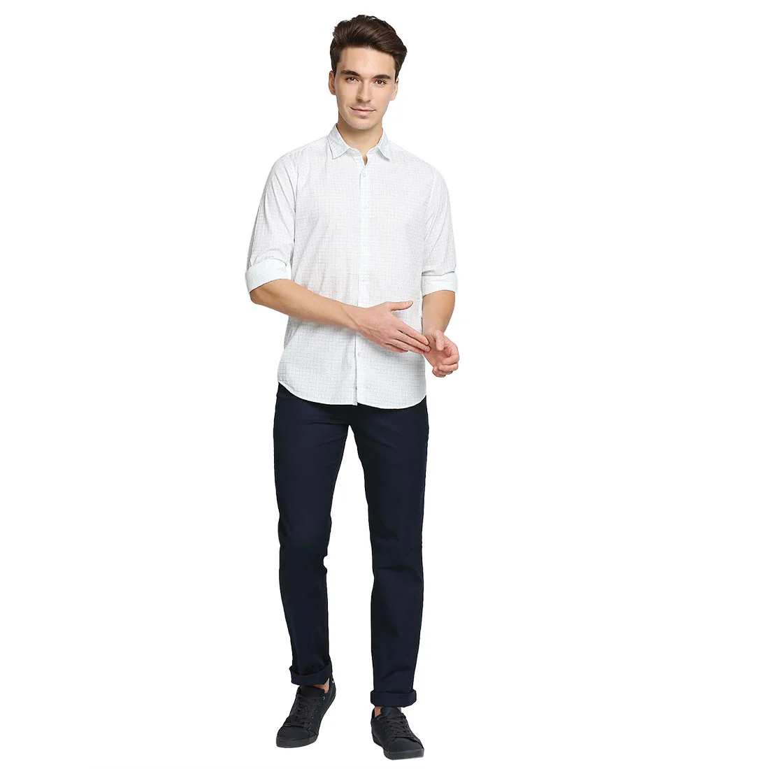 Men Blue Contemporary Fit Print Cotton Full Sleeve Shirts - Image 5