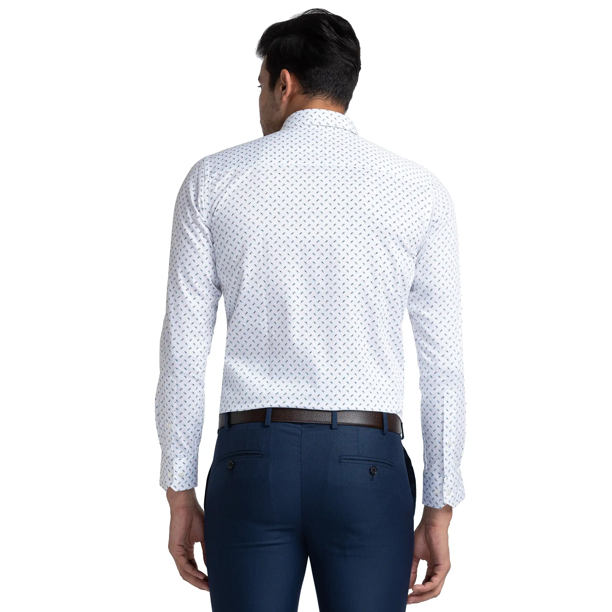 Men Blue Contemporary Fit Print Cotton Full Sleeve Shirts - Image 4