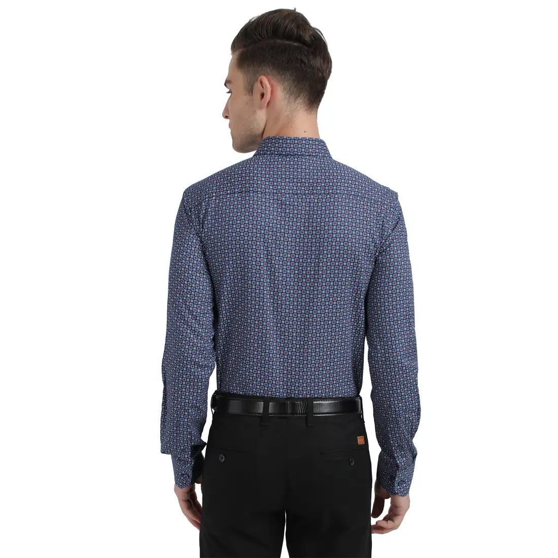 Men Blue Contemporary Fit Print Cotton Full Sleeve Shirts - Image 4