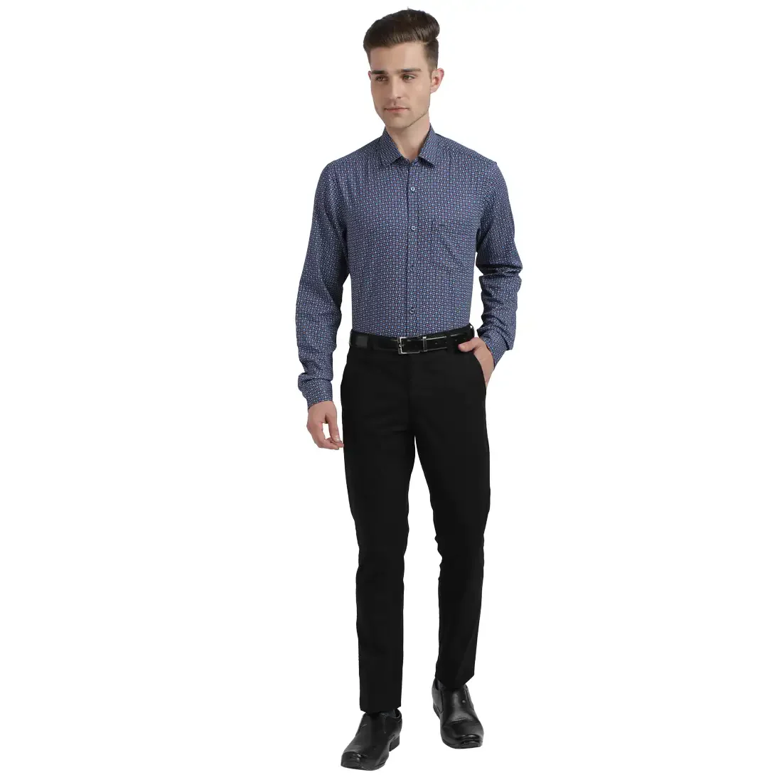 Men Blue Contemporary Fit Print Cotton Full Sleeve Shirts - Image 5