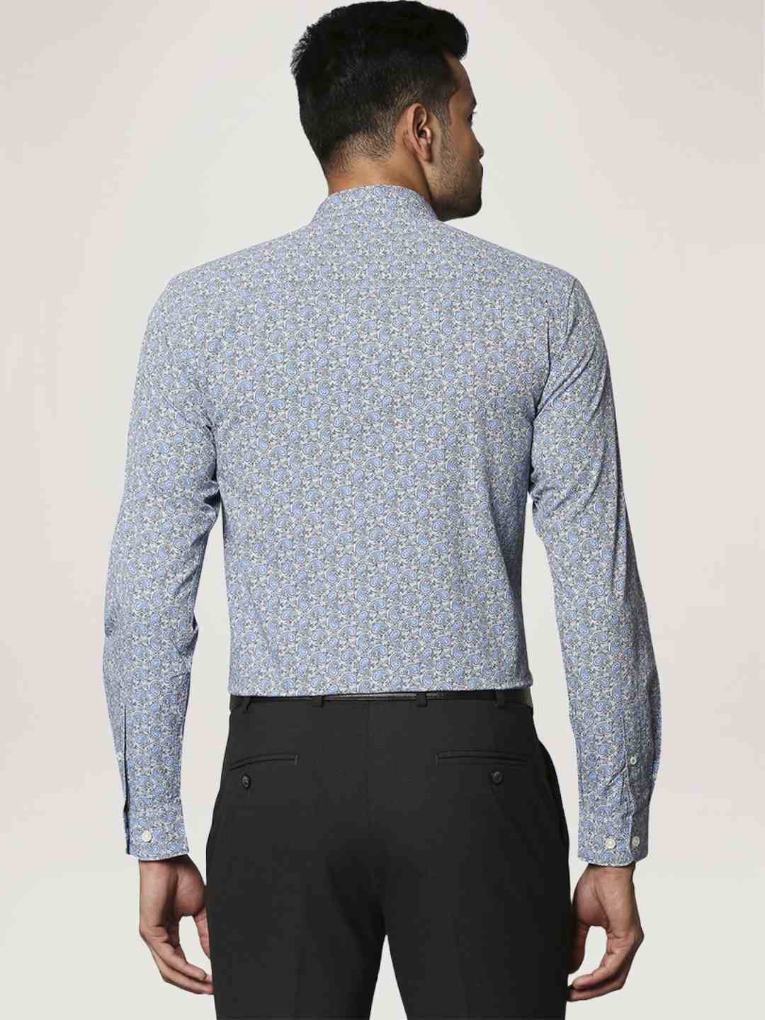 Men Blue Contemporary Fit Print Cotton Shirts - Image 3