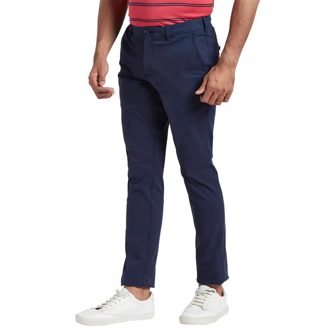 Men Blue Contemporary Fit Rfd Overdyed Cotton Blend Trouser - Image 3