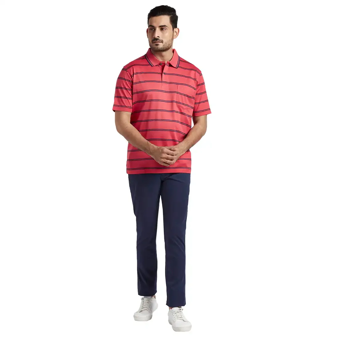 Men Blue Contemporary Fit Rfd Overdyed Cotton Blend Trouser - Image 5