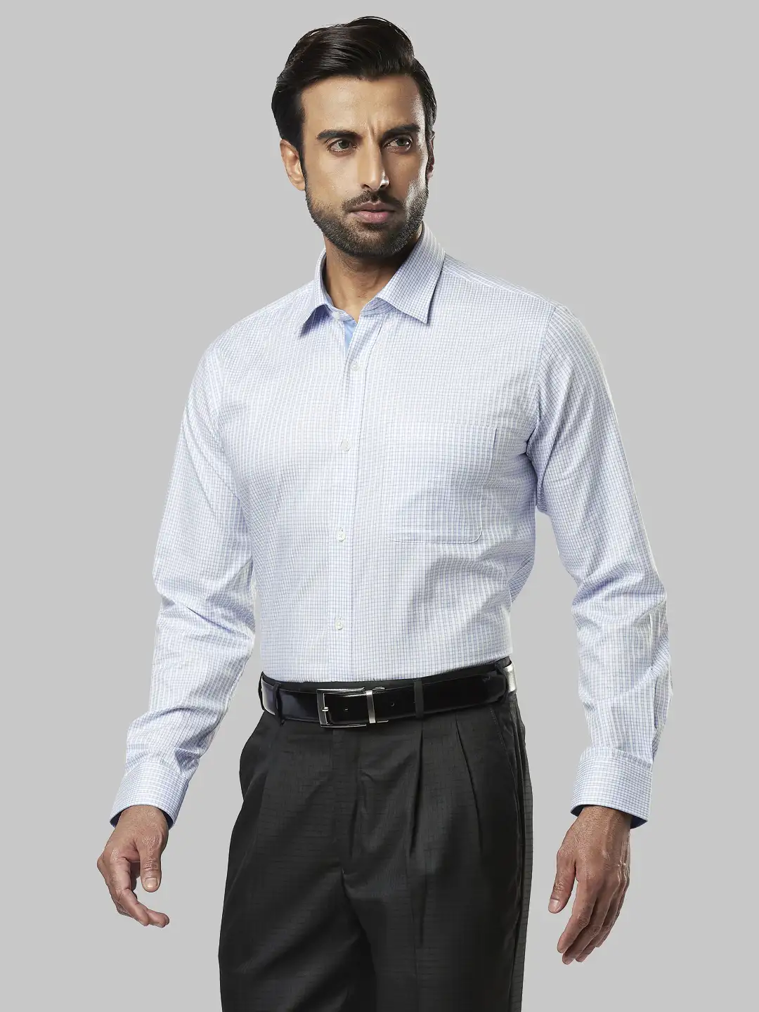 Men Blue Contemporary Fit Solid Cotton Shirts - Image 3