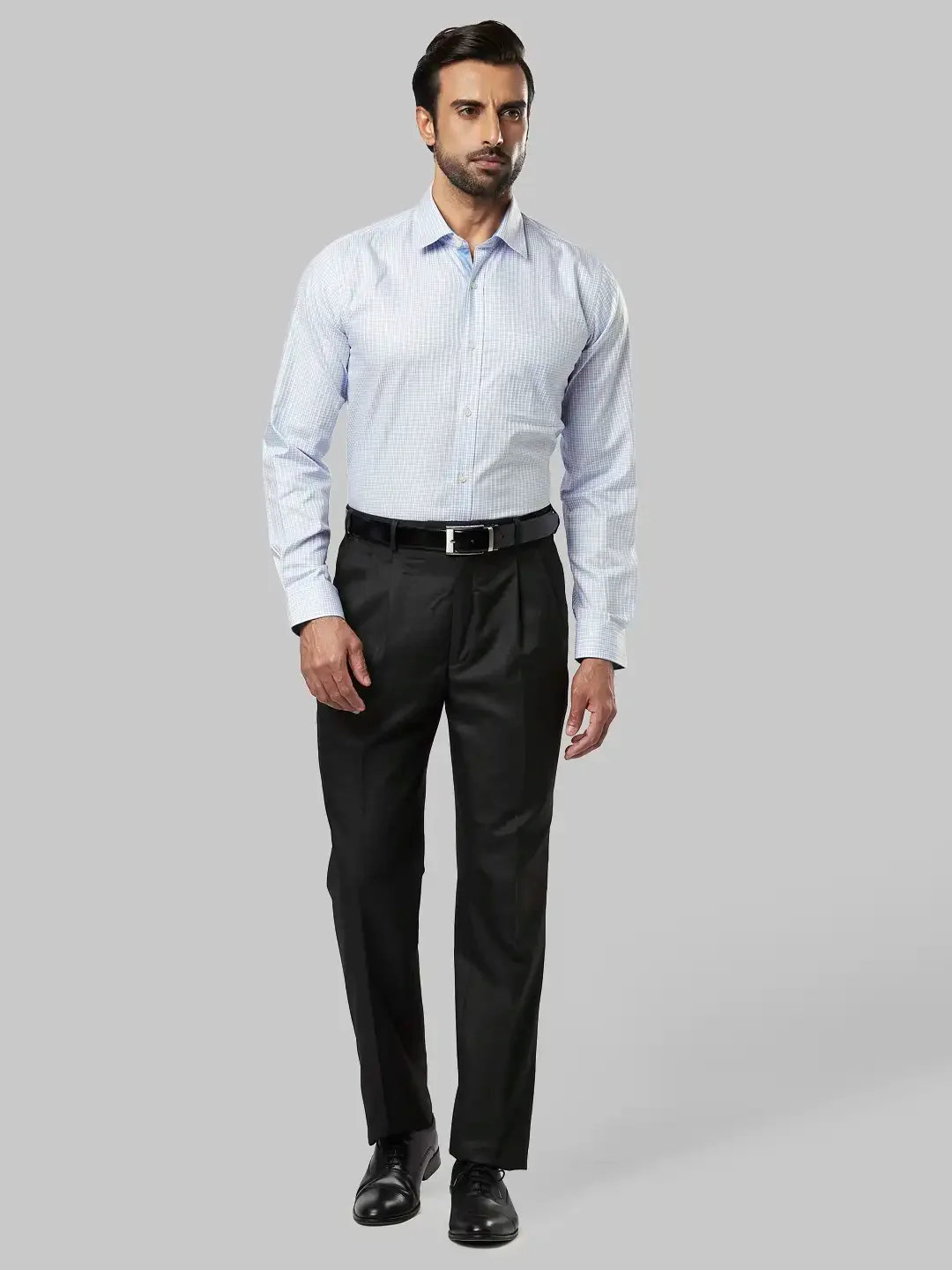 Men Blue Contemporary Fit Solid Cotton Shirts - Image 5