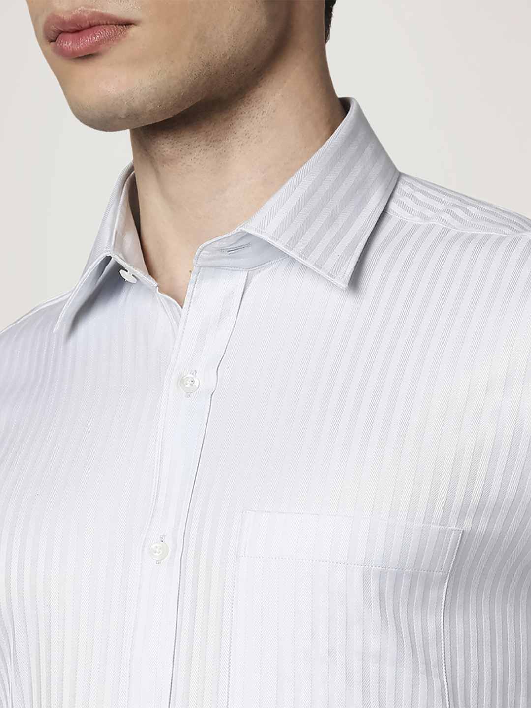 Men Blue Contemporary Fit Stripe Cotton Full Sleeve Shirts