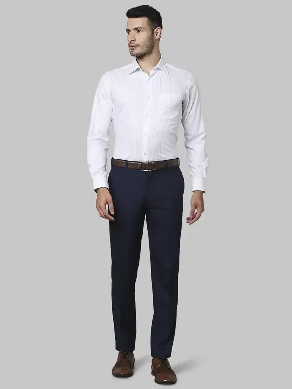 Men Blue Contemporary Fit Stripe Cotton Shirts - Image 5