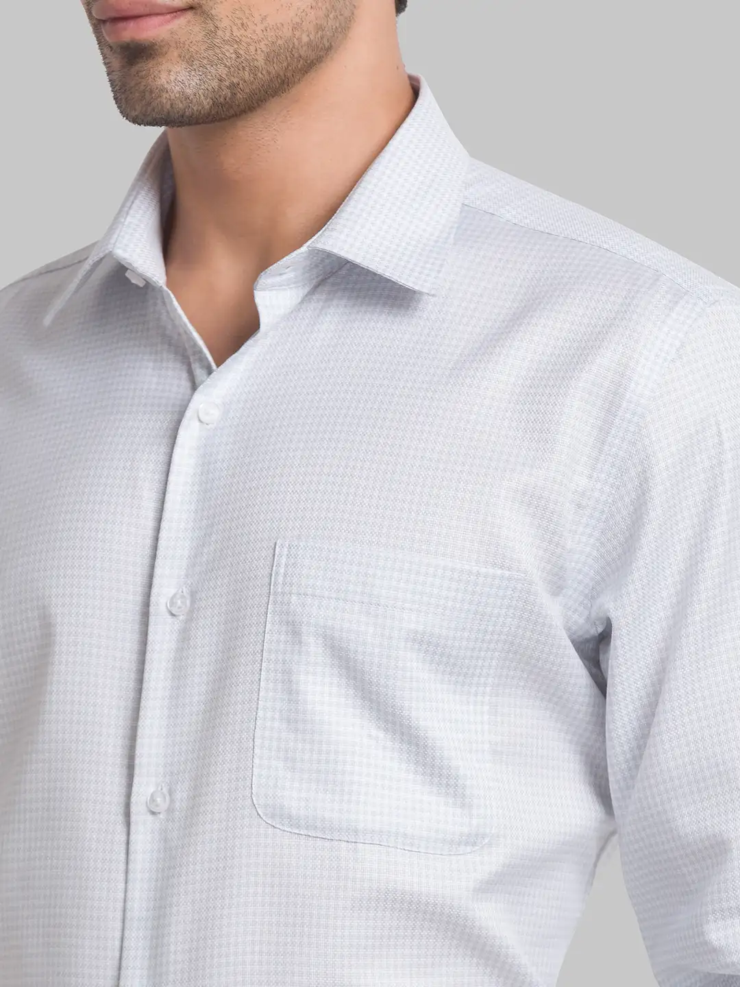 Men Blue Contemporary Fit Structure Cotton Cut Collar Shirts - Image 6