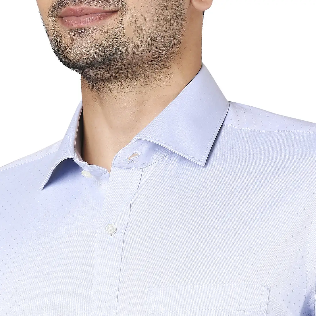 Men Blue Contemporary Fit Structure Cotton Cut Collar Shirts - Image 6