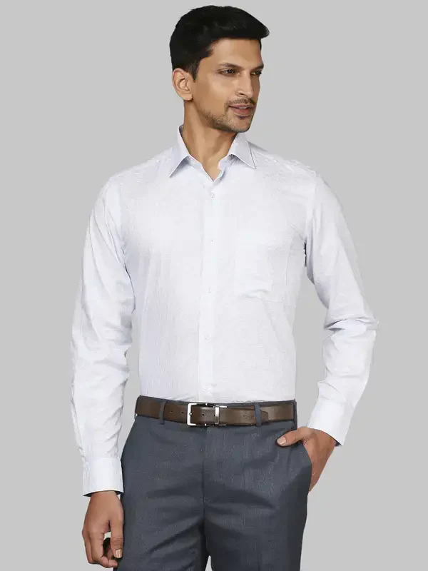 Men Blue Contemporary Fit Structure Cotton Cut Collar Shirts