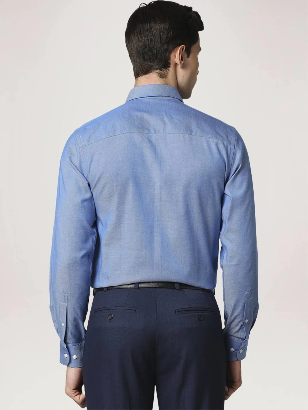 Men Blue Contemporary Fit Structure Cotton Full Sleeve Shirts - Image 3