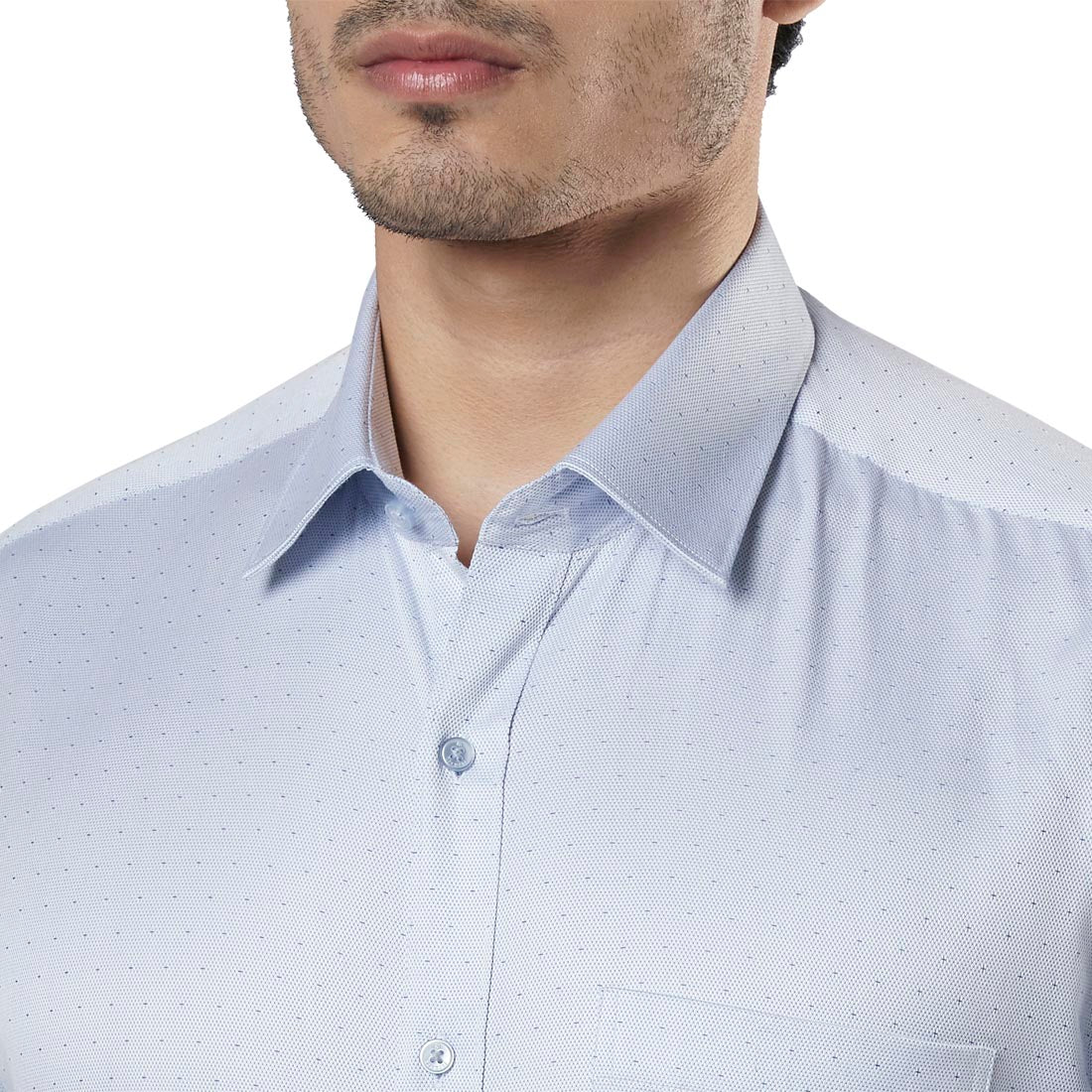 Men Blue Contemporary Fit Structure Cotton Full Sleeve Shirts - Image 6