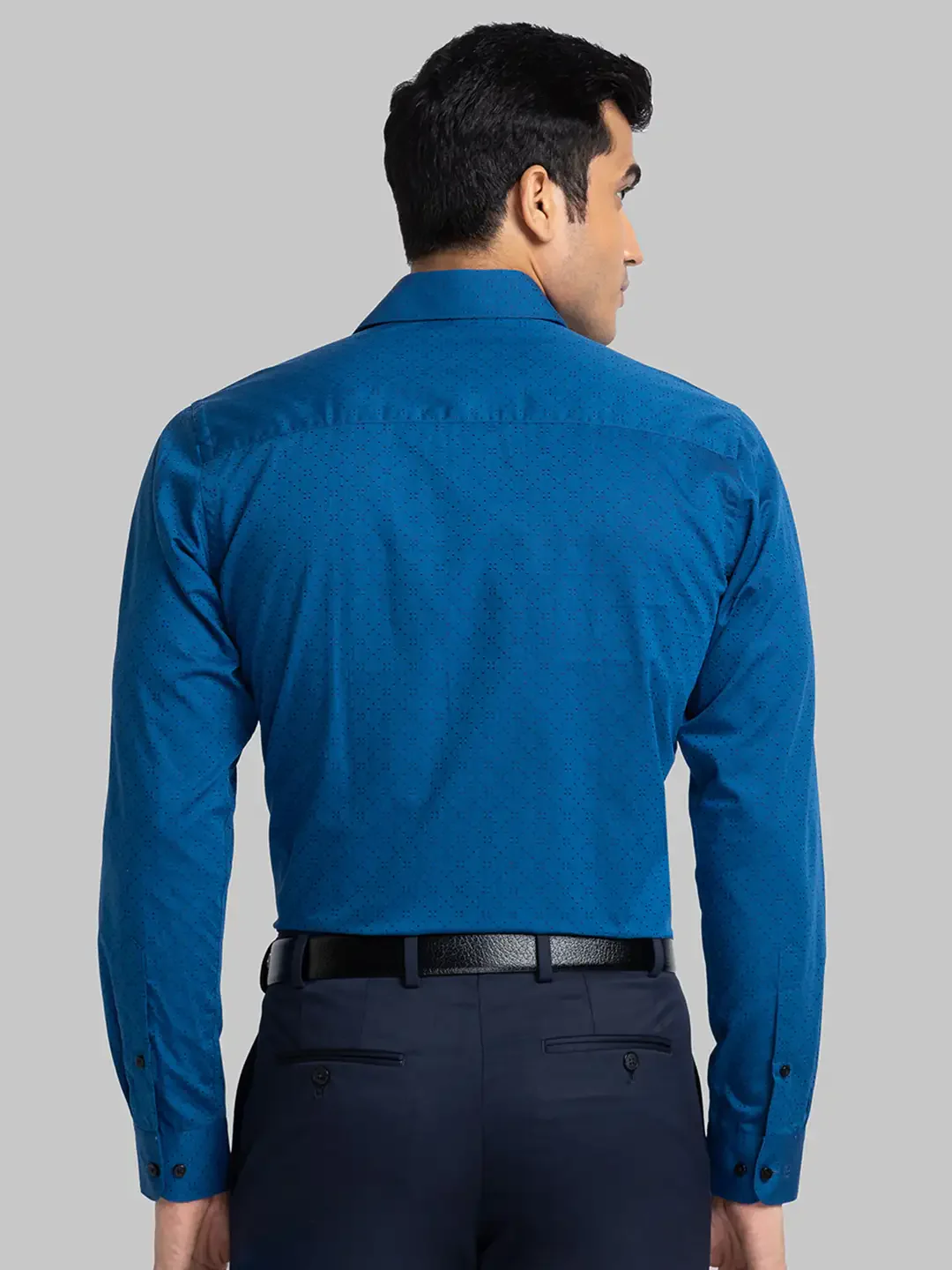 Men Blue Contemporary Fit Structure Cotton Shirts - Image 4