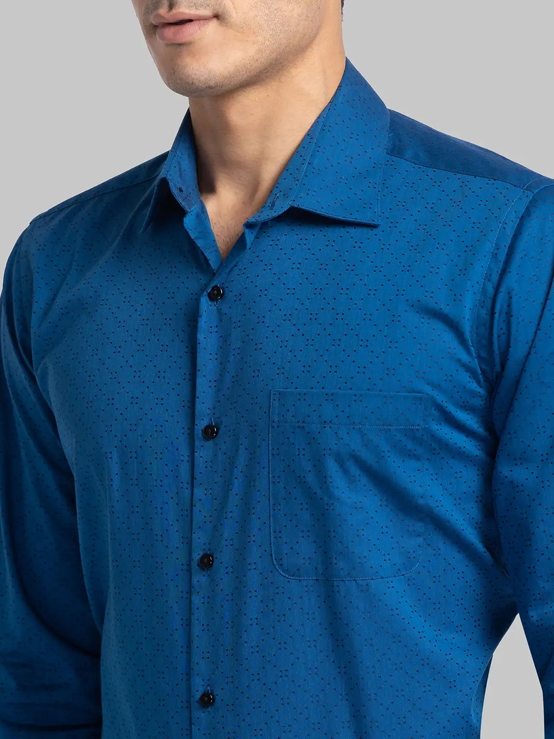 Men Blue Contemporary Fit Structure Cotton Shirts - Image 6