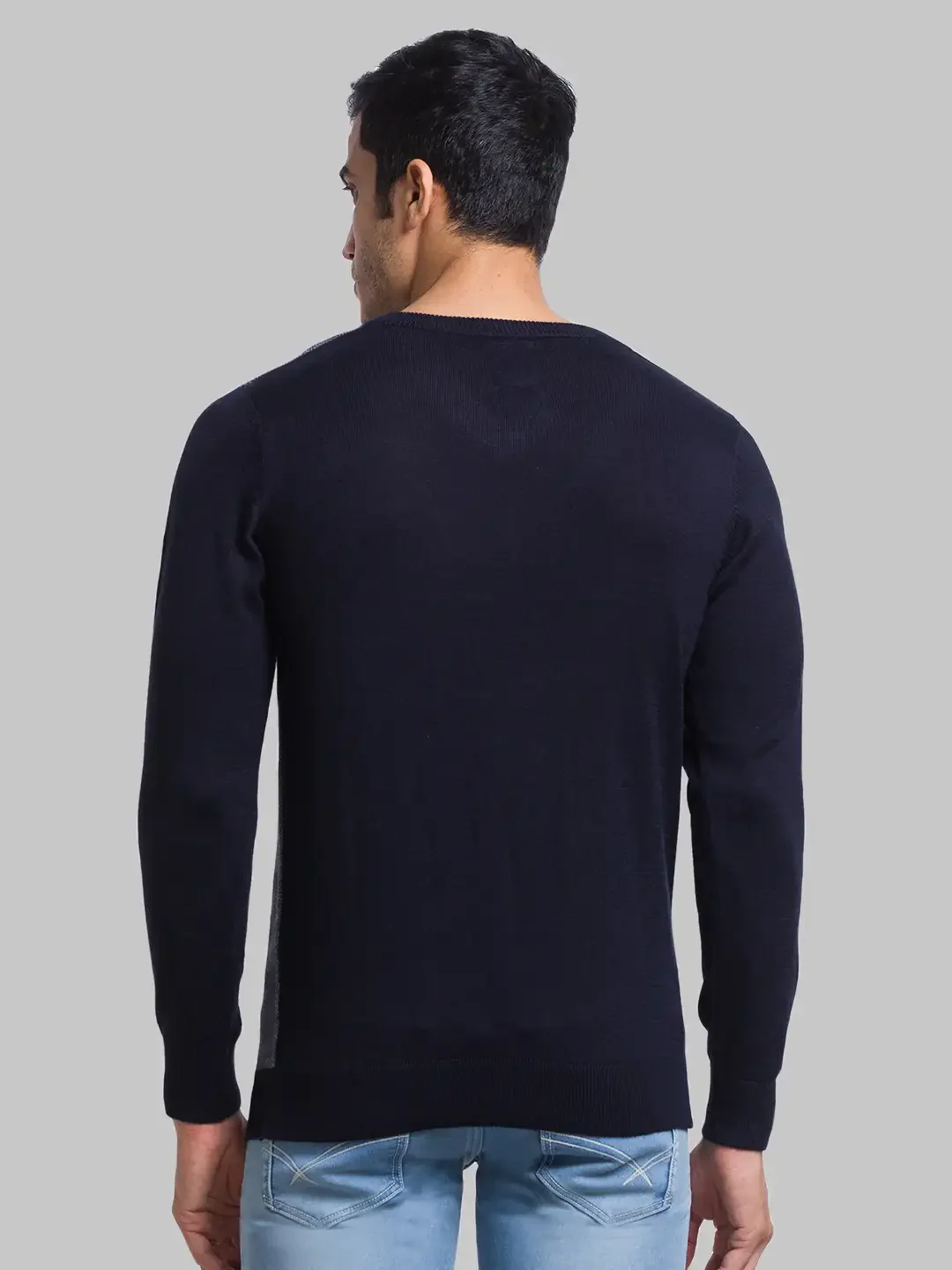 Men Blue Jacquard Acrylic Blend Full Sleeve Sweaters - Image 4