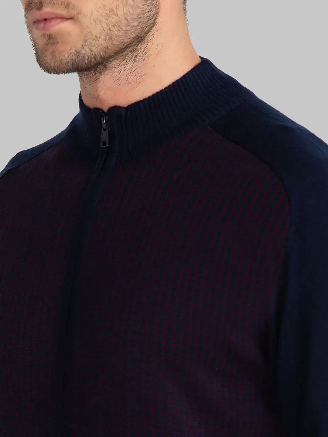Men Blue Jacquard Acrylic Full Sleeve Sweaters - Image 6