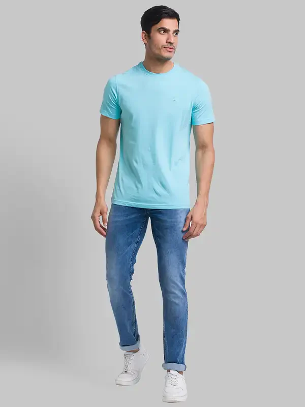 Men Blue Jogger Fit Jacquard Cotton Blend Jeans - Image 5