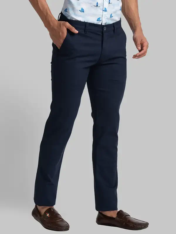 Men Blue Lrt Fit Print Cotton Blend Trouser - Image 2