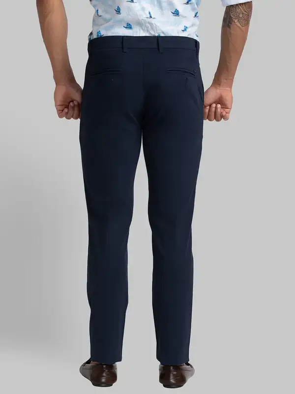 Men Blue Lrt Fit Print Cotton Blend Trouser - Image 4