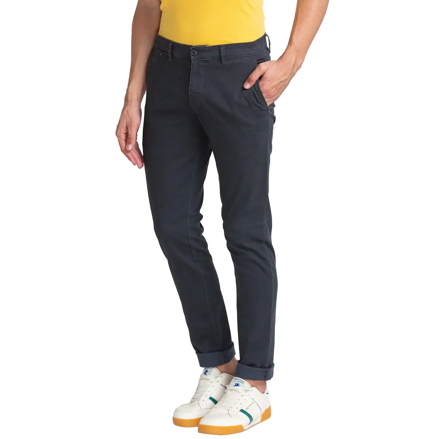 Men Blue Lrt Fit Print Cotton Blend Trouser - Image 3