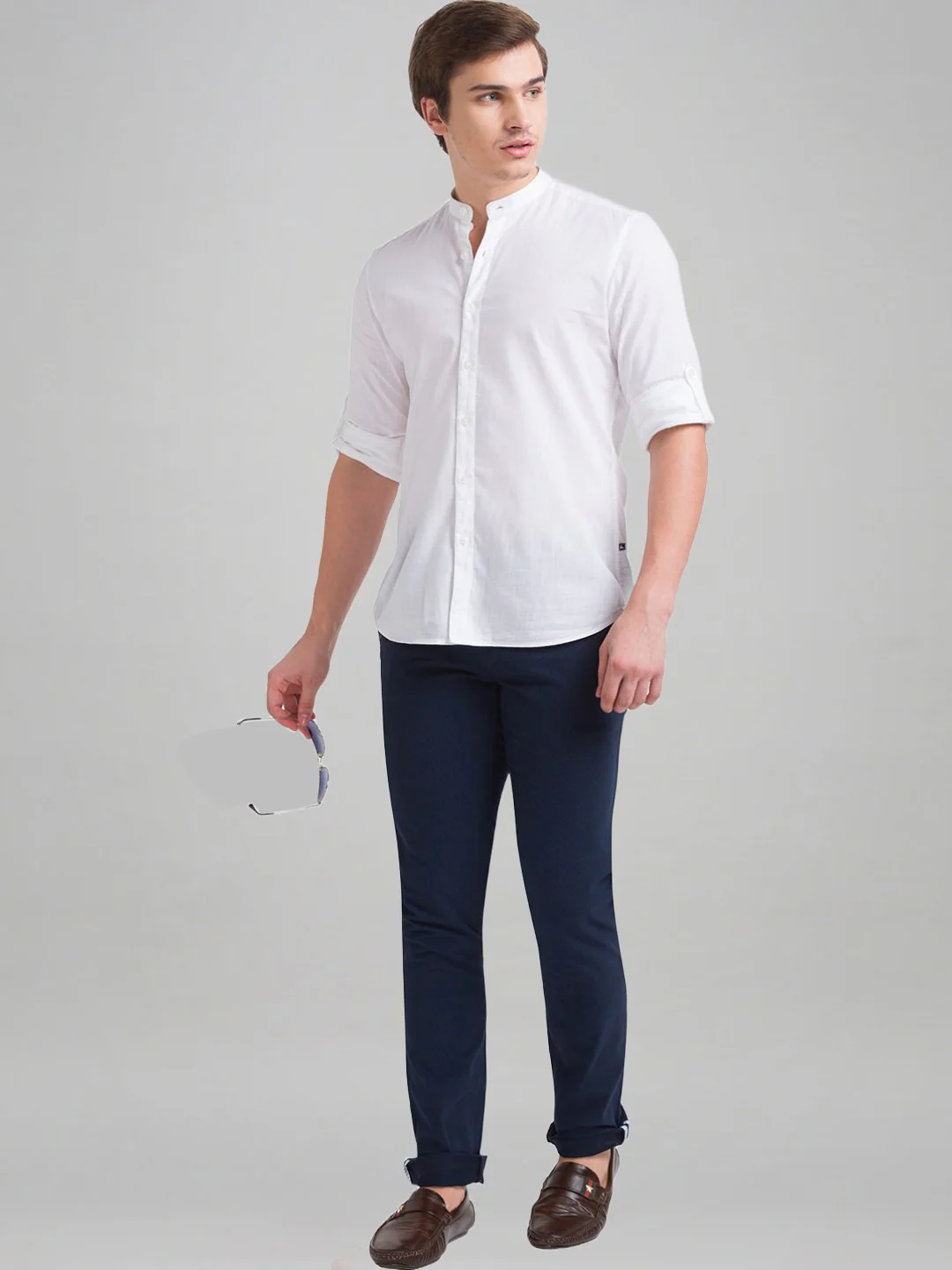 Men Blue Lrt Fit Print Cotton Blend Trouser - Image 2