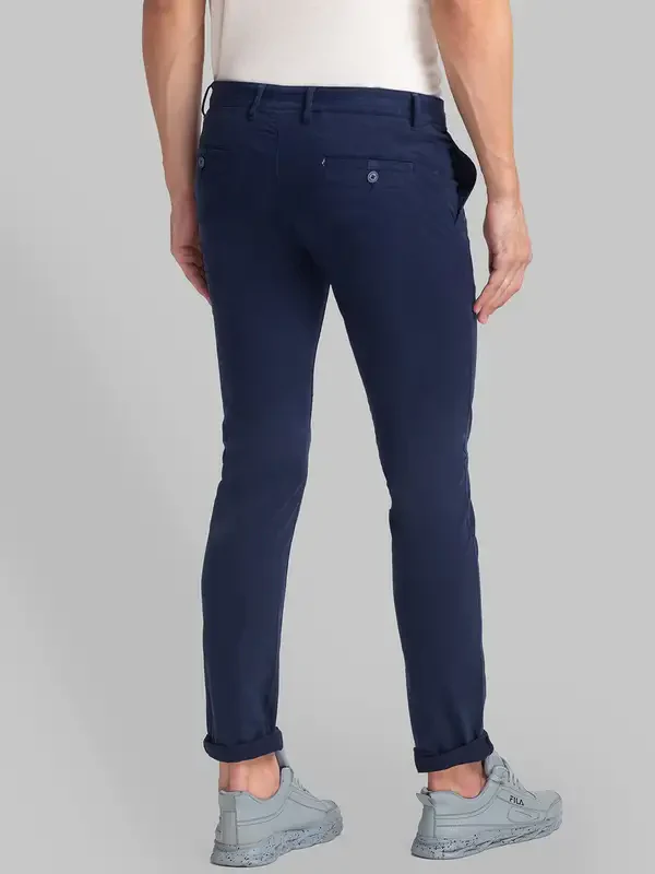 Men Blue Lrt Fit Rfd Cotton Blend Trouser - Image 4