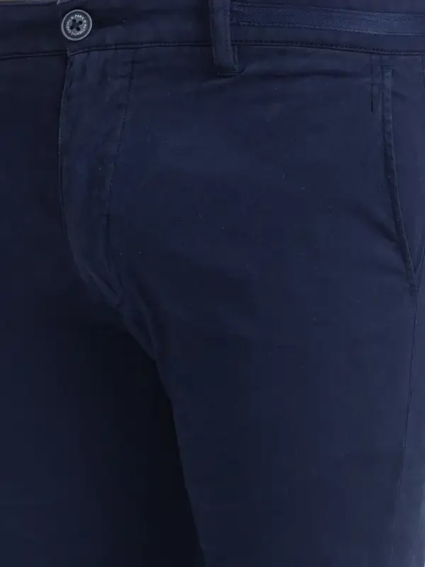 Men Blue Lrt Fit Rfd Cotton Blend Trouser - Image 6