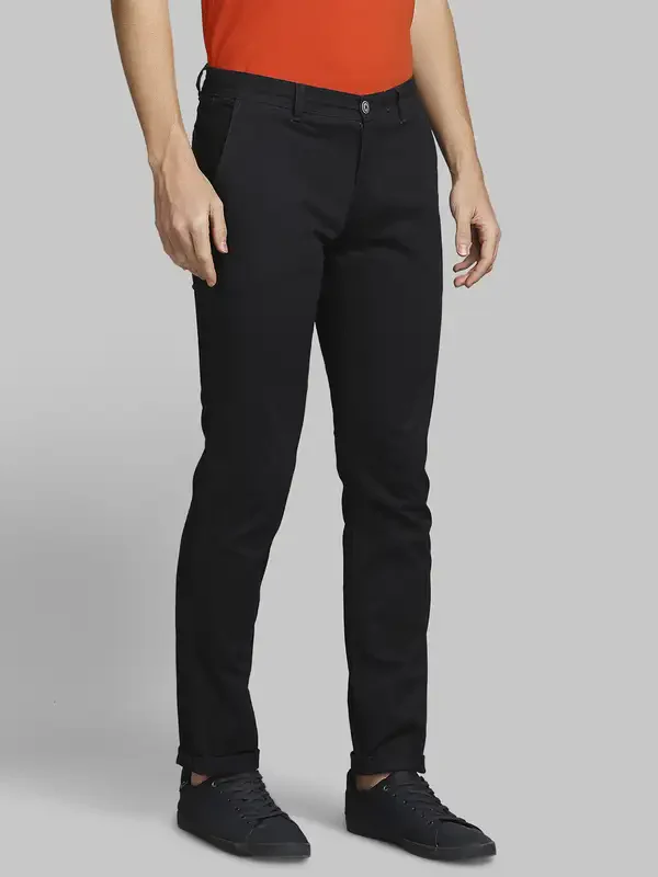 Men Blue Lrt Fit Solid Cotton Blend Trouser - Image 2