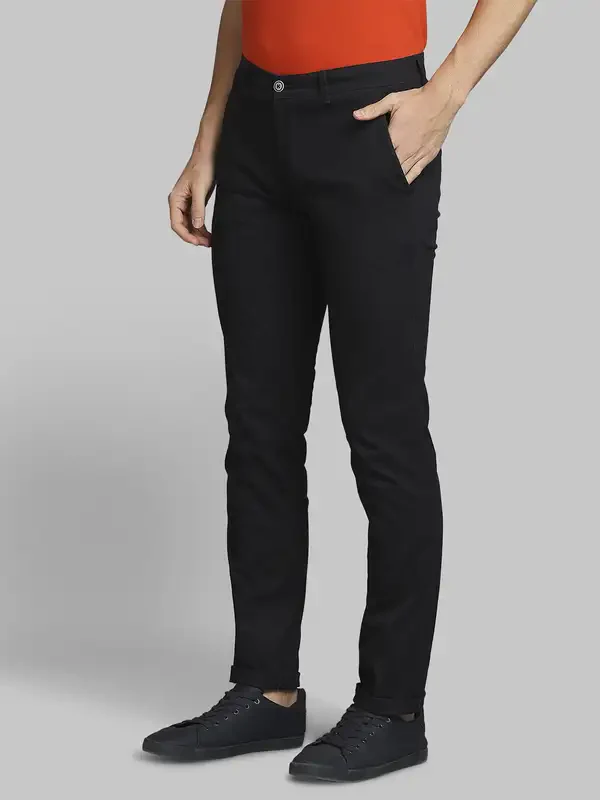 Men Blue Lrt Fit Solid Cotton Blend Trouser - Image 3