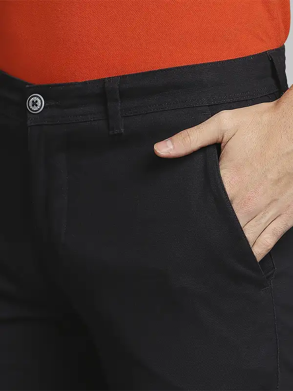 Men Blue Lrt Fit Solid Cotton Blend Trouser - Image 6
