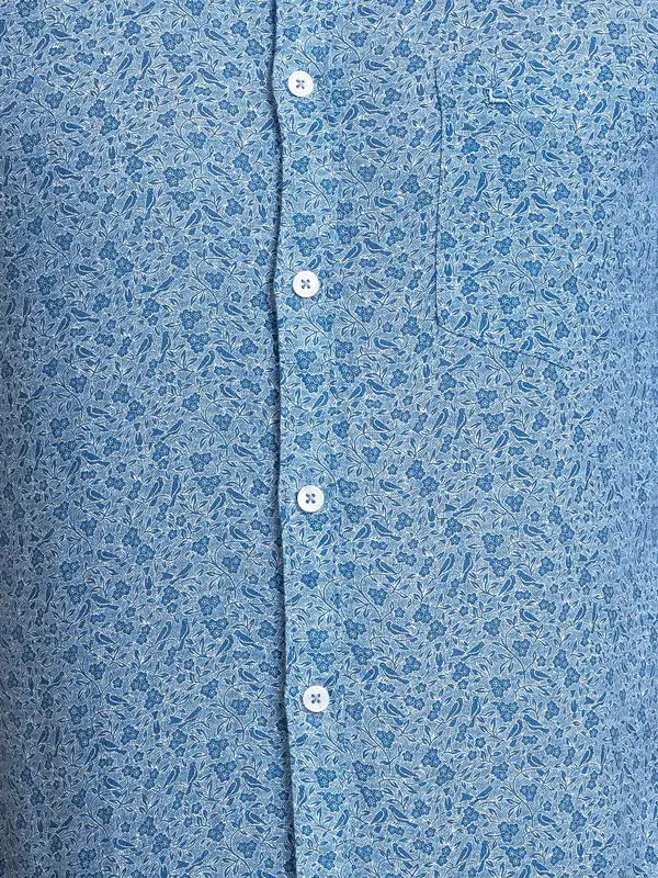 Men Blue Lrt Fit Solid Cotton Blend Trouser - Image 7