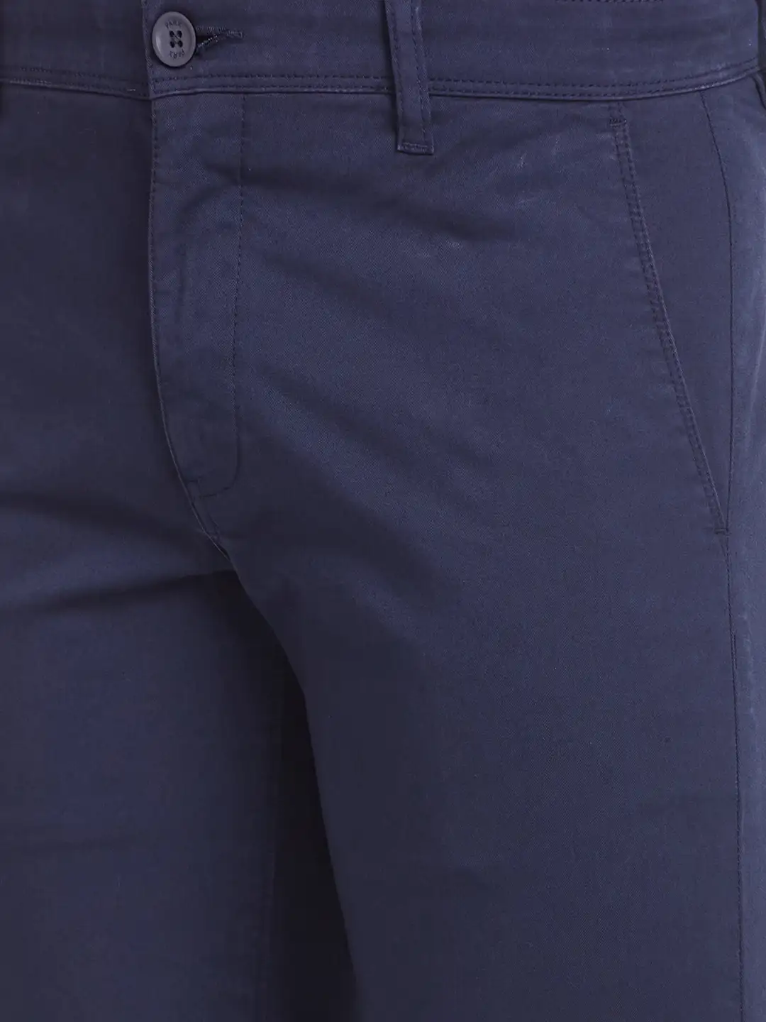 Parx Men Blue Low Rise Tapered Fit Solid Cotton Blend Trouser - Image 6