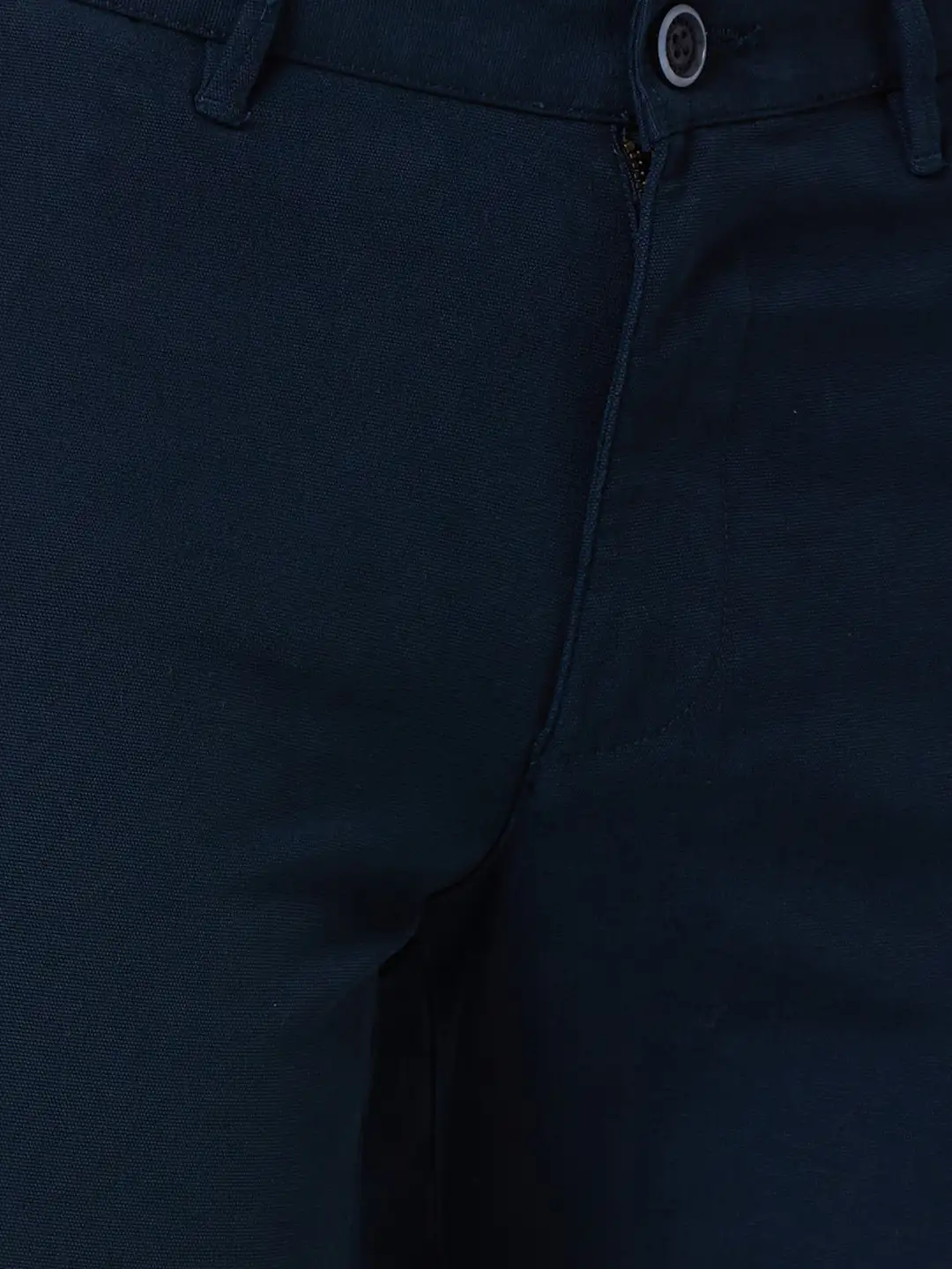 Men Blue Lrt Fit Solid Cotton Blend Trouser - Image 6