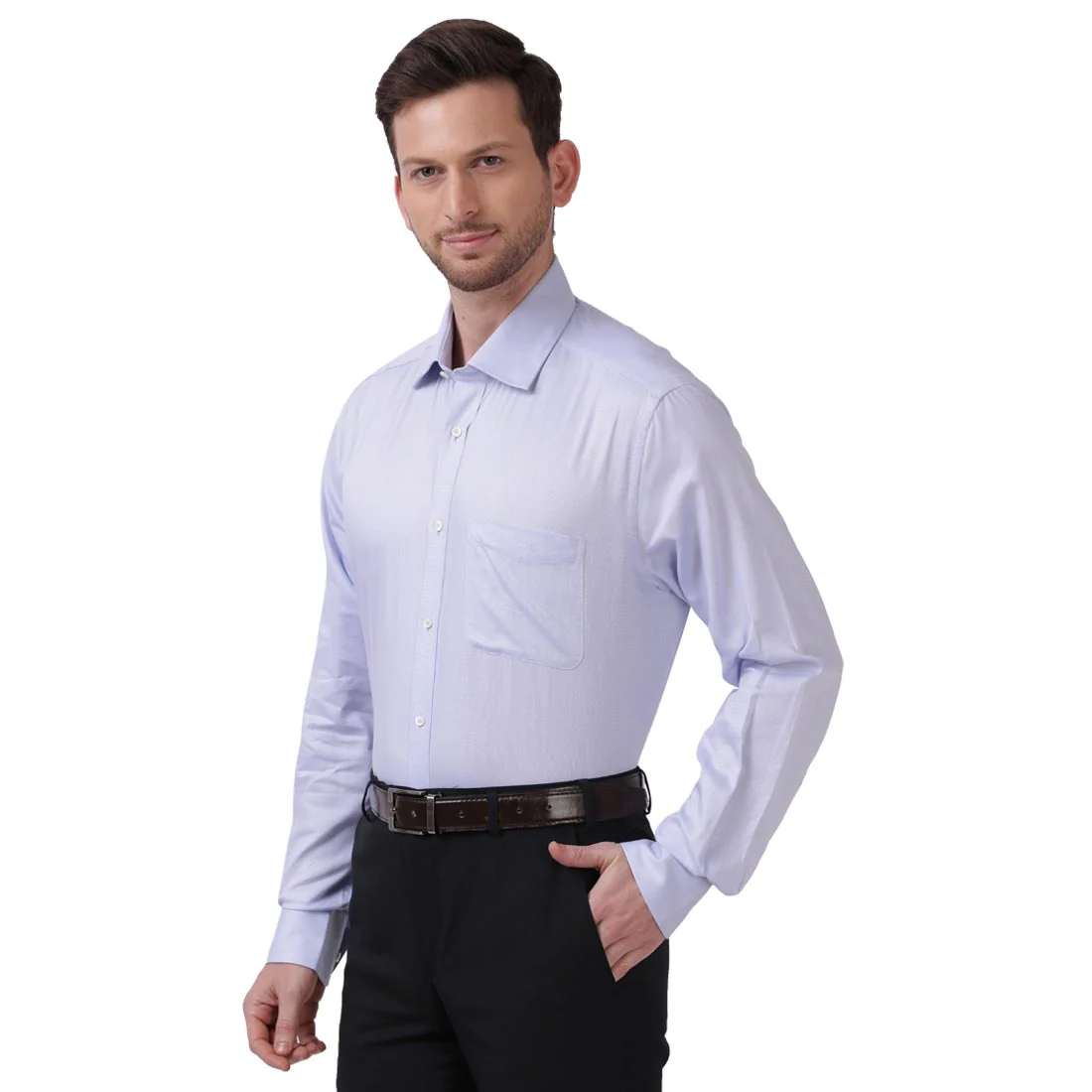 Men Blue Luxus Fit Structure Cotton Full Sleeve Shirts - Image 3