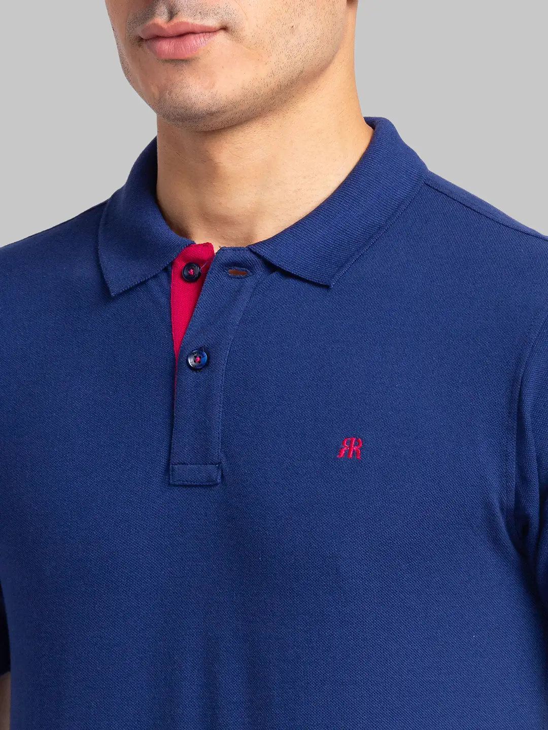 Men Blue Modern Fit Solid Cotton Polo T-Shirt - Image 6