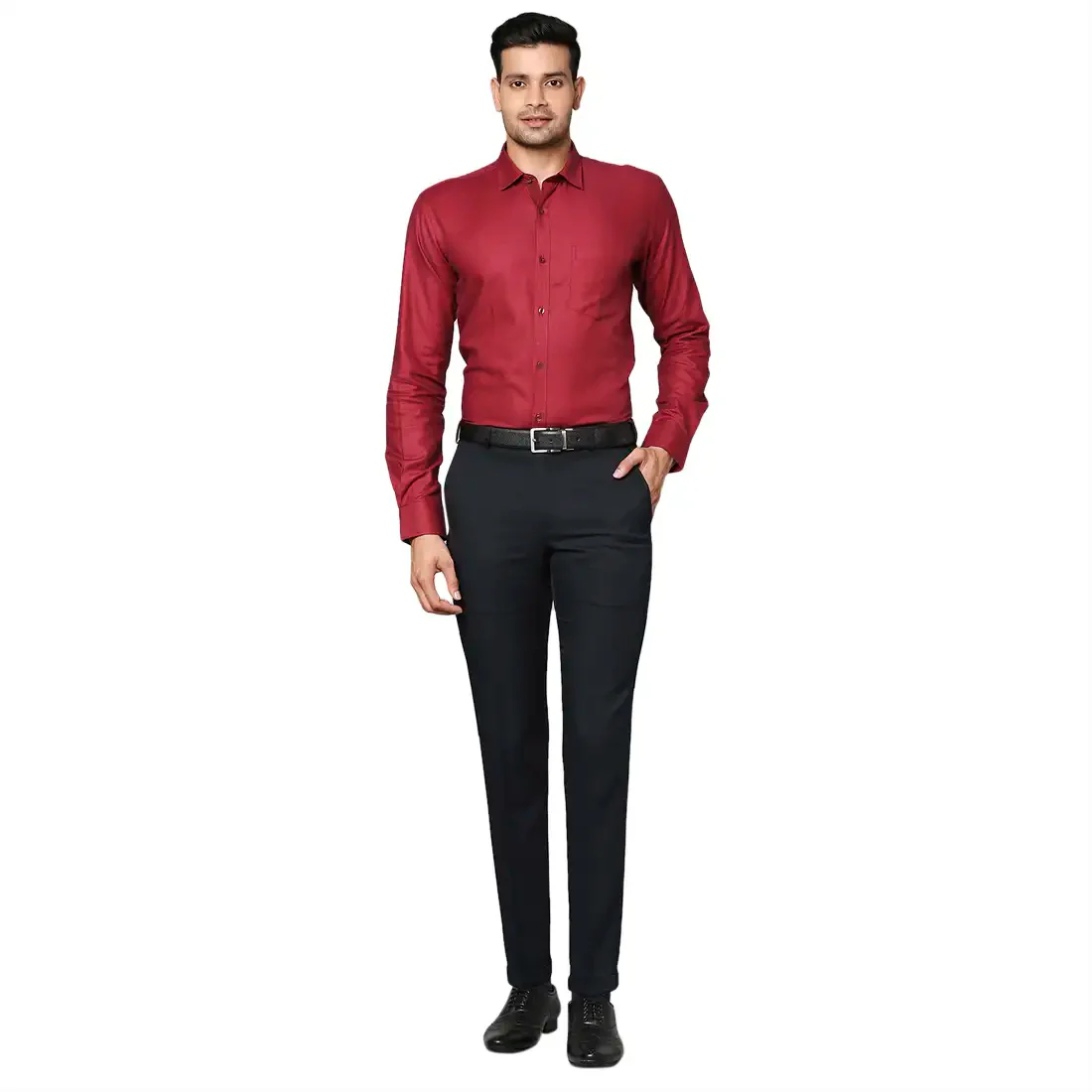 Men Blue Neo Classic Fit Twill Polyester Trouser - Image 5