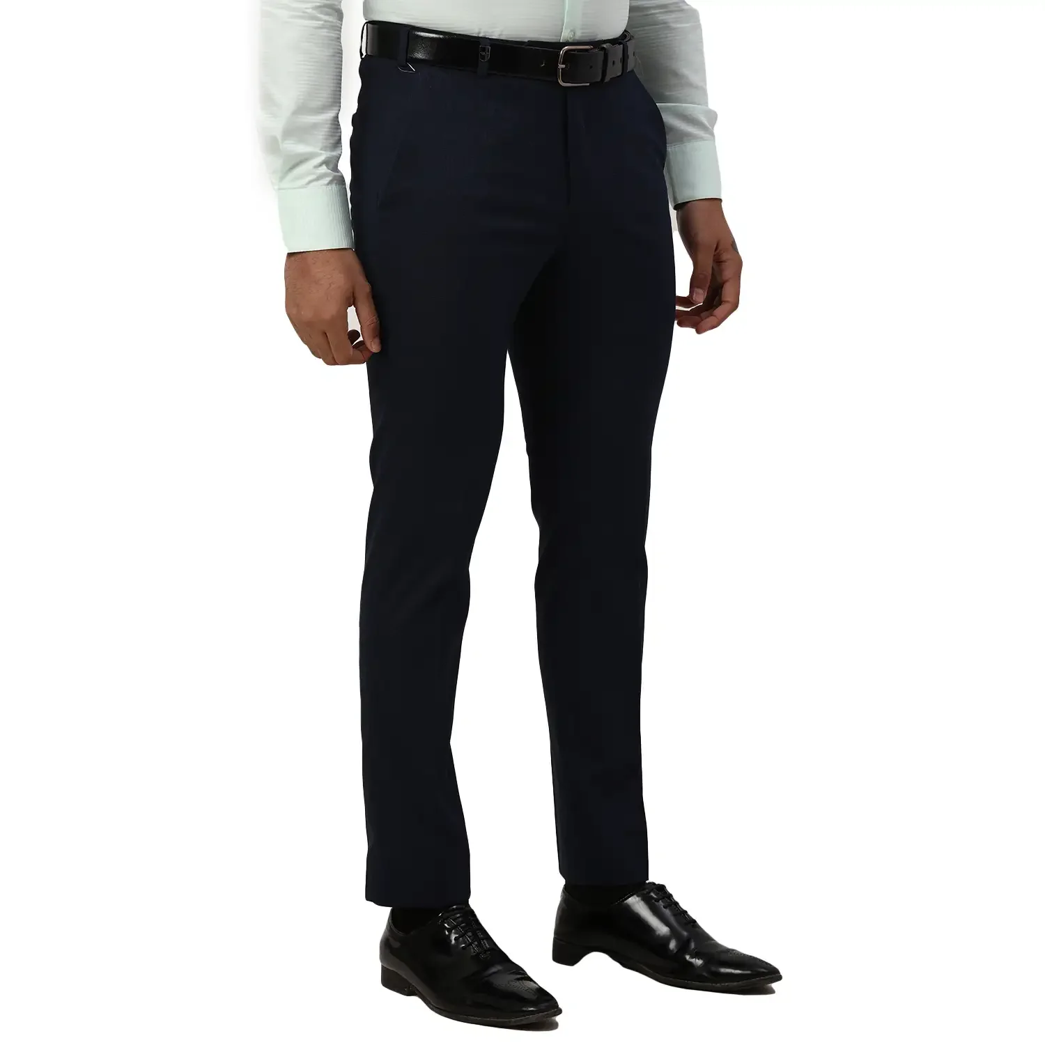 Men Blue Neo Fit Checks Polyester Blend Trouser