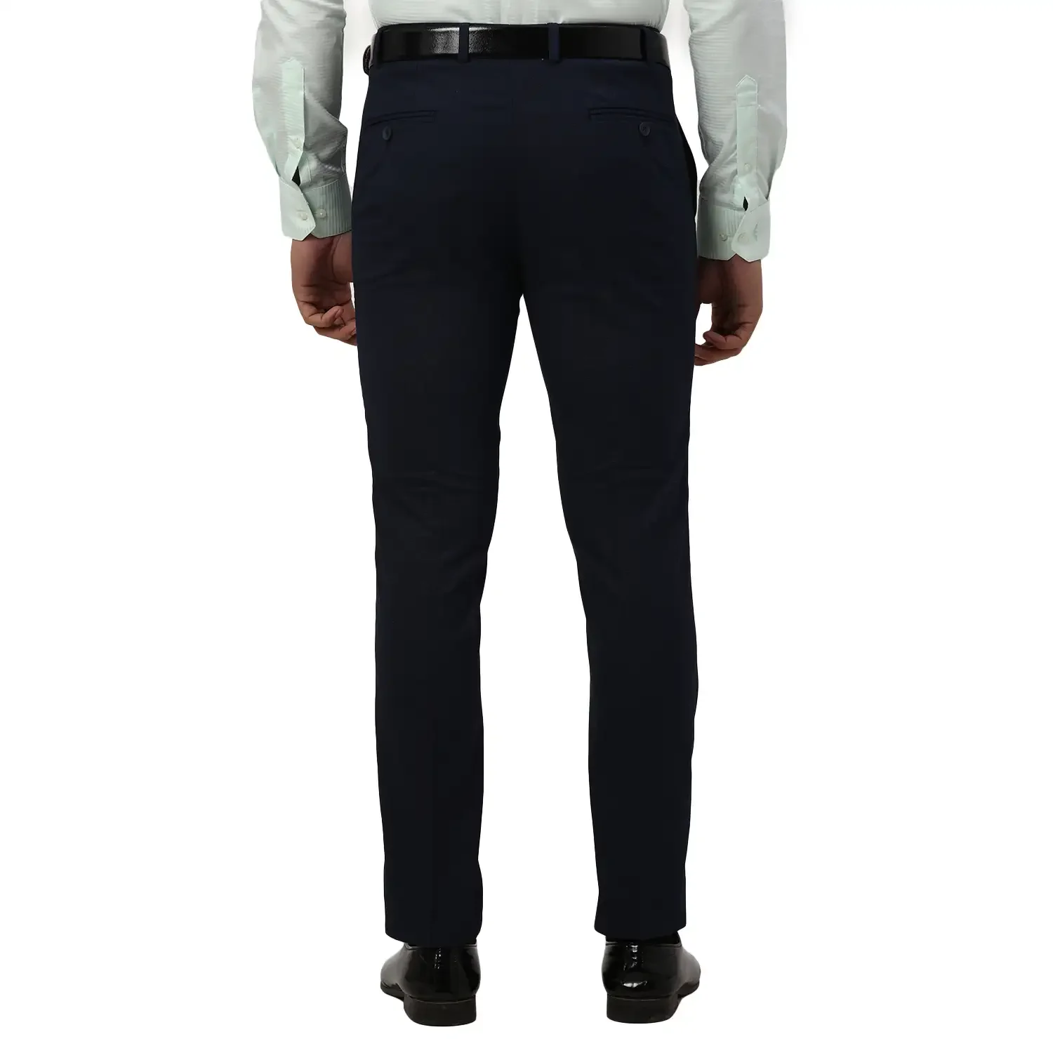 Men Blue Neo Fit Checks Polyester Blend Trouser - Image 3