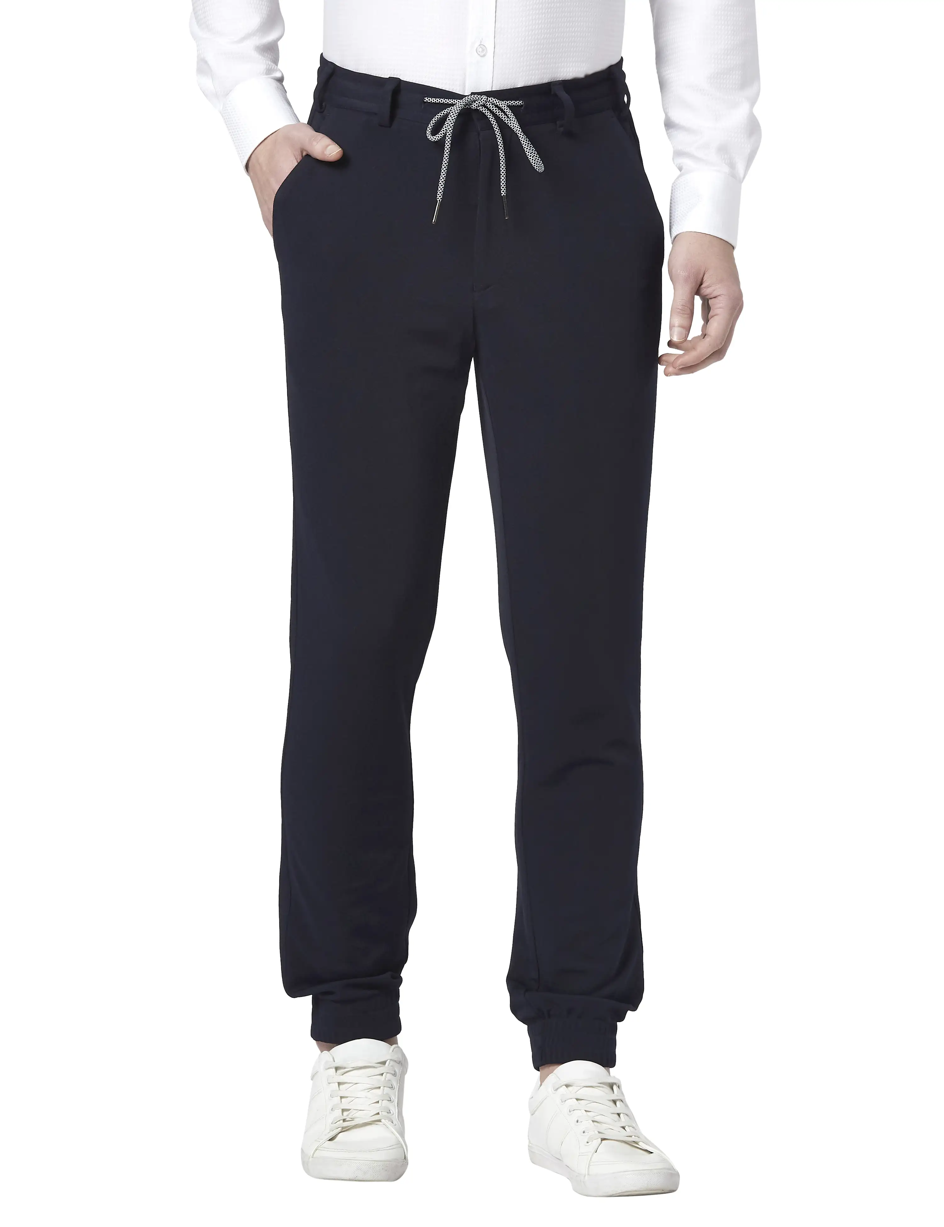 Men Blue Neo Fit Structure Terylene Blend Trouser