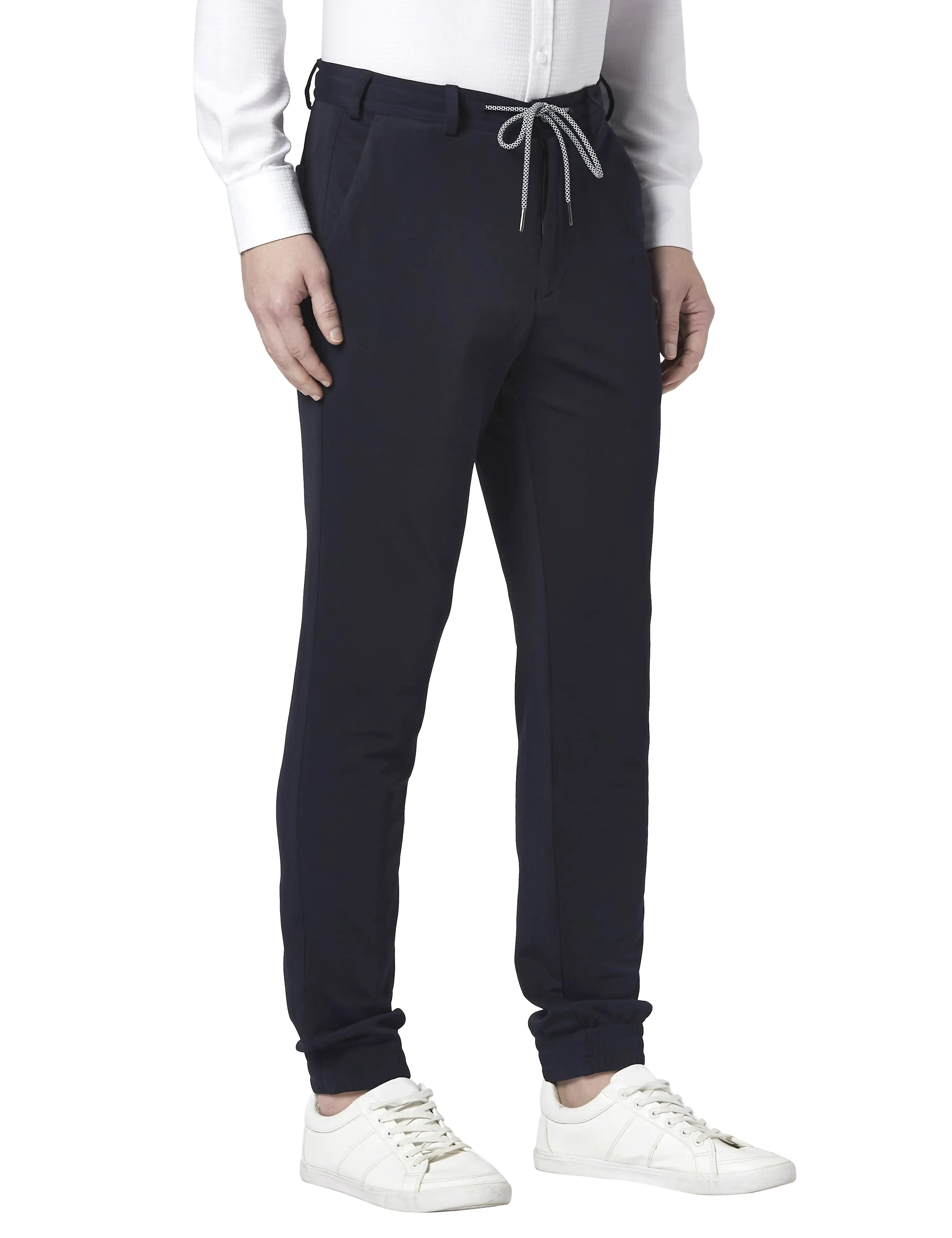 Men Blue Neo Fit Structure Terylene Blend Trouser - Image 2
