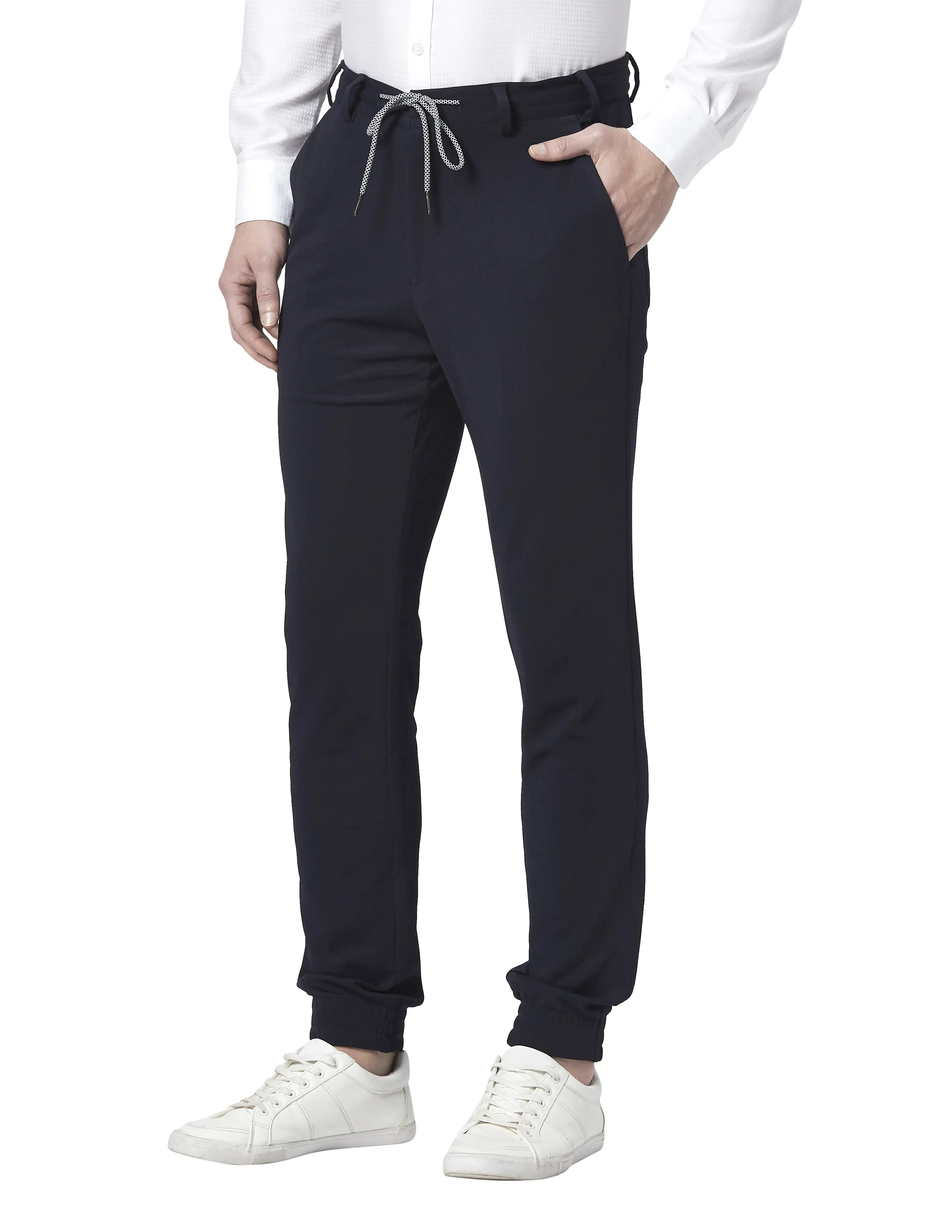 Men Blue Neo Fit Structure Terylene Blend Trouser - Image 3