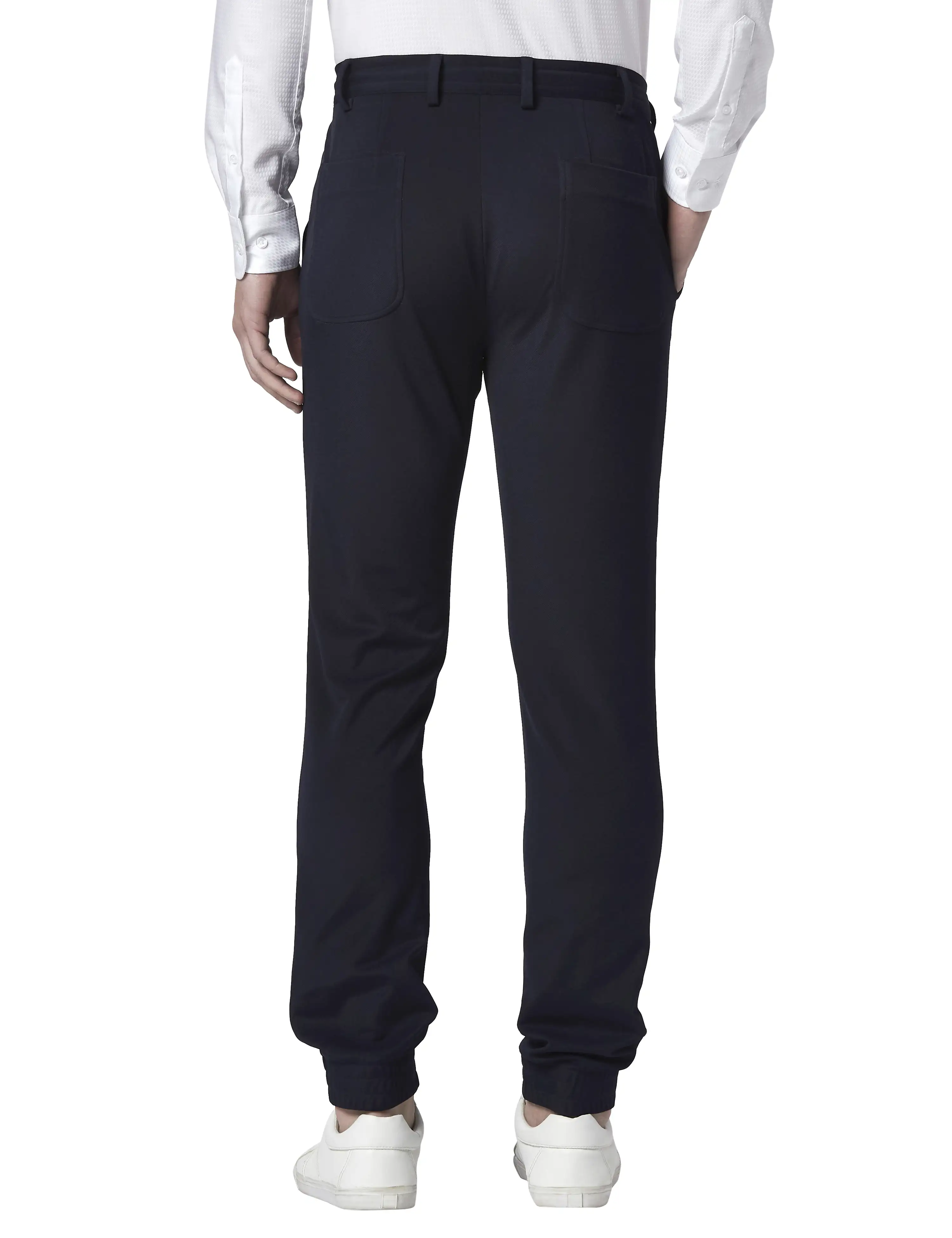 Men Blue Neo Fit Structure Terylene Blend Trouser - Image 4