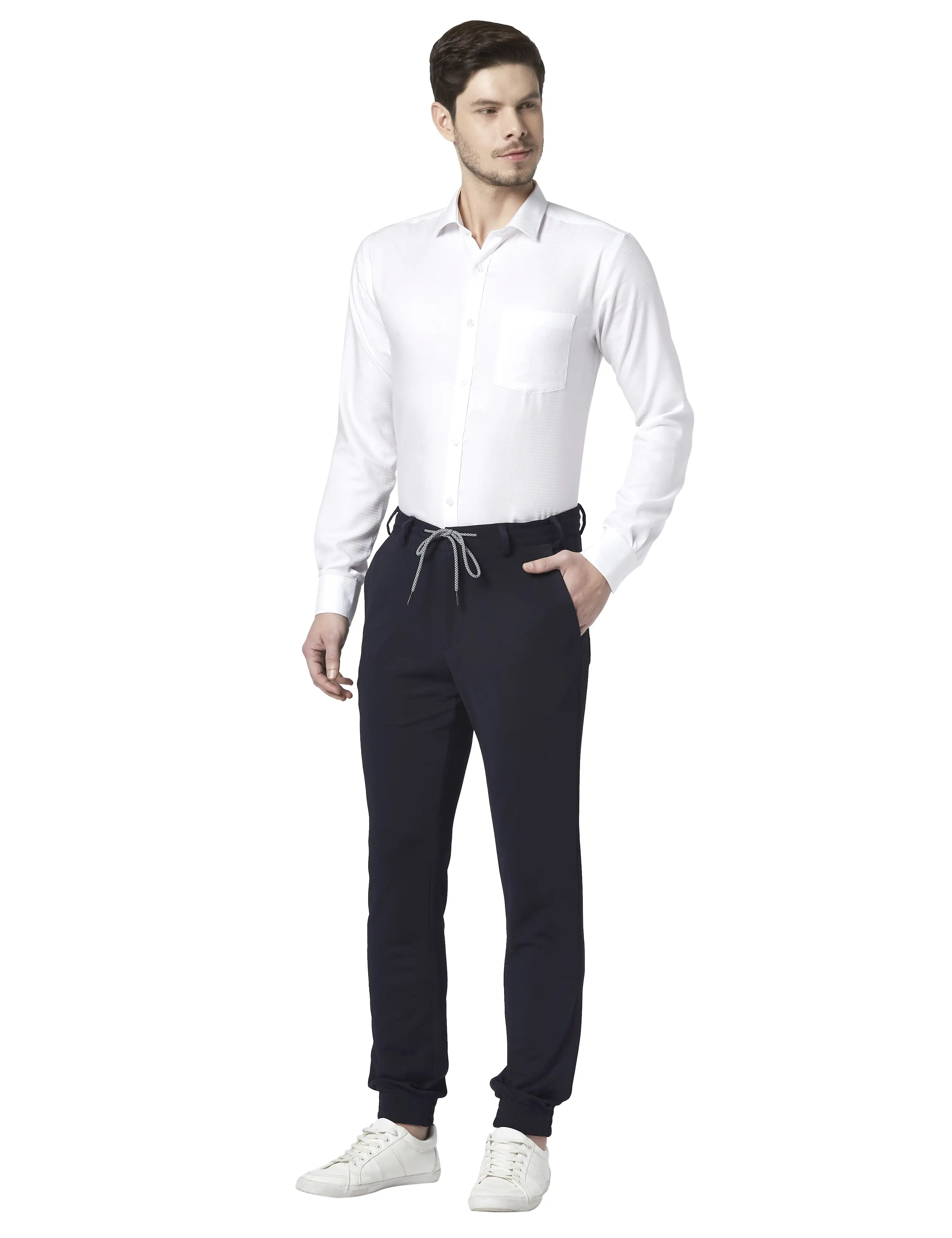Men Blue Neo Fit Structure Terylene Blend Trouser - Image 5