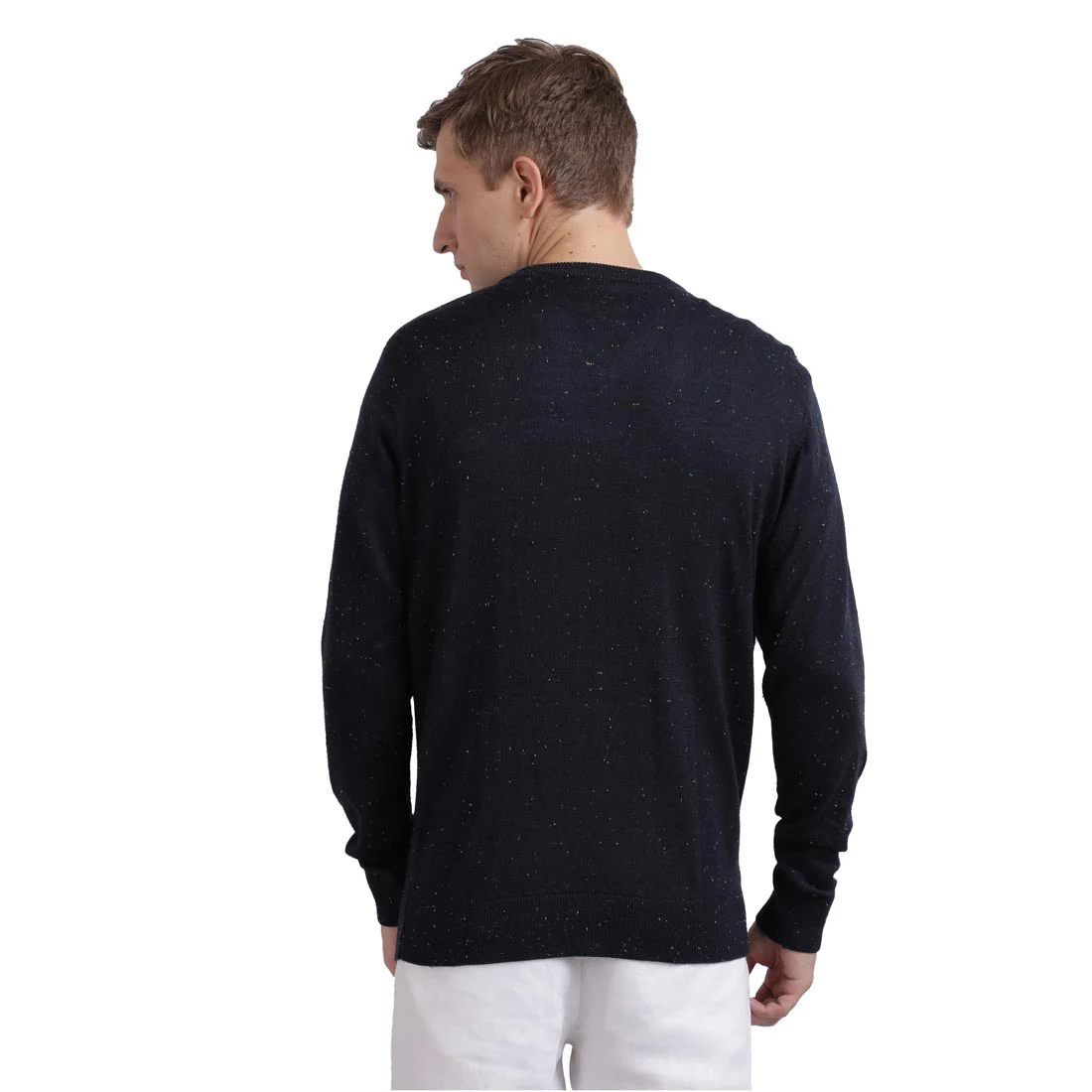 Men Blue Neps Acrylic Blend Full Sleeve Sweaters - Image 4