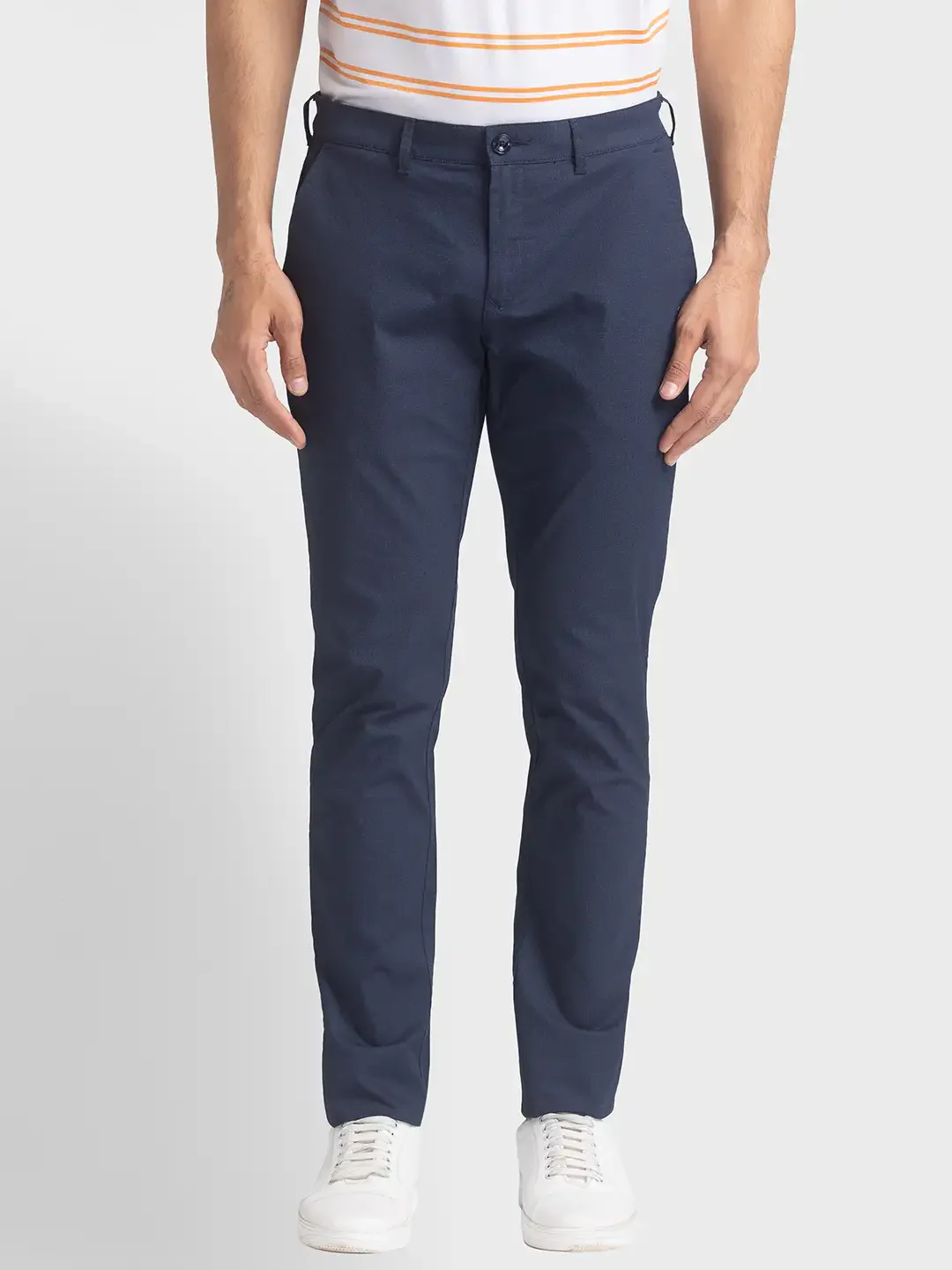 Men Blue Nuvo Fit Print Cotton Blend Trouser