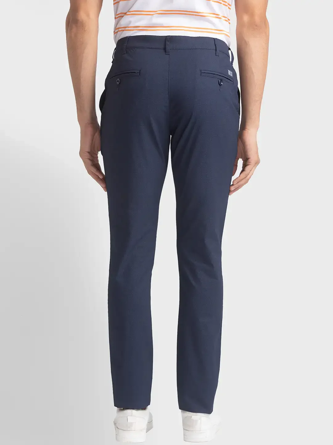 Men Blue Nuvo Fit Print Cotton Blend Trouser - Image 4
